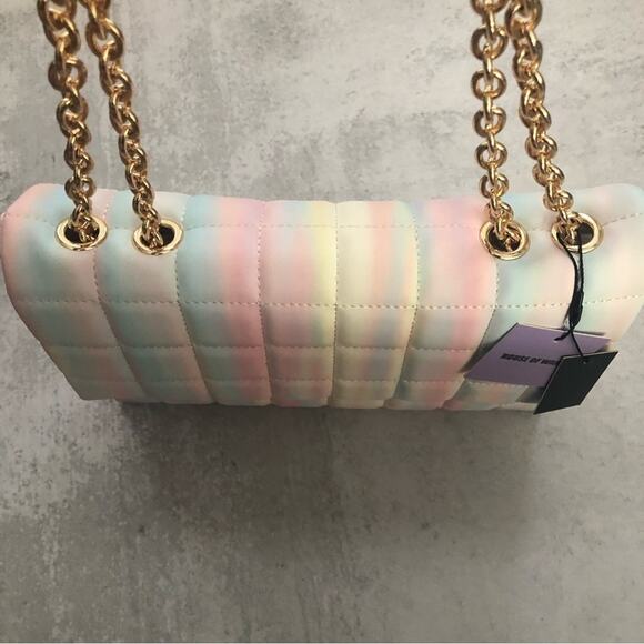 House of Want H.O.W. We Step Up Shoulder Bag in Sunset Stripe Pastel NEW - Picture 7 of 10